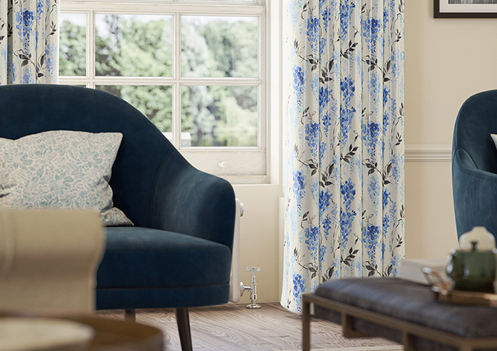 Wisteria Silk, Ink Blue - Made to Measure Curtains - Image 5